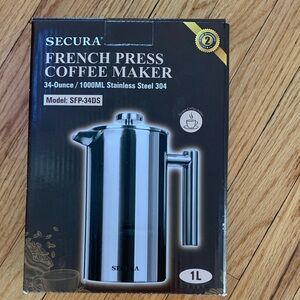 Stainless Steel French Press Coffee Maker - Silver